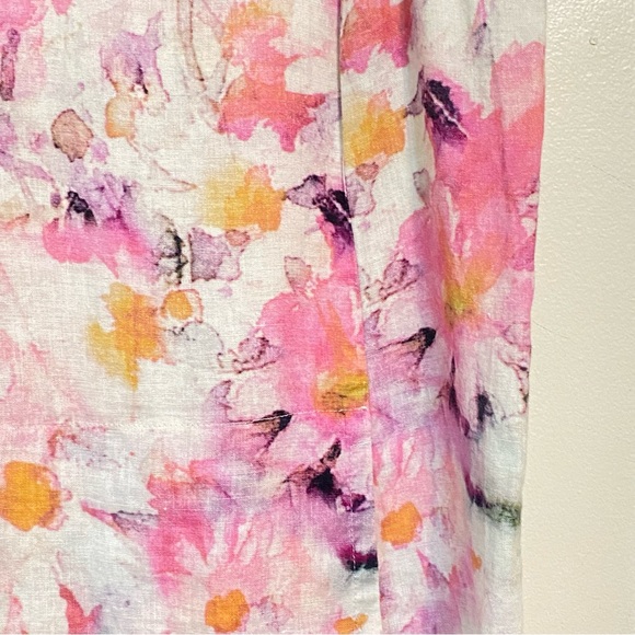 Pure Jill Water Color Floral Sleeveless Linen Midi Dress size Small - Picture 5 of 12